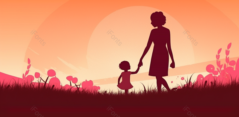 卡通母亲和孩子感恩母亲简约手绘温馨母亲节背景,插画/手绘图,插画/手绘图库,插画/手绘图下载,插画/手绘